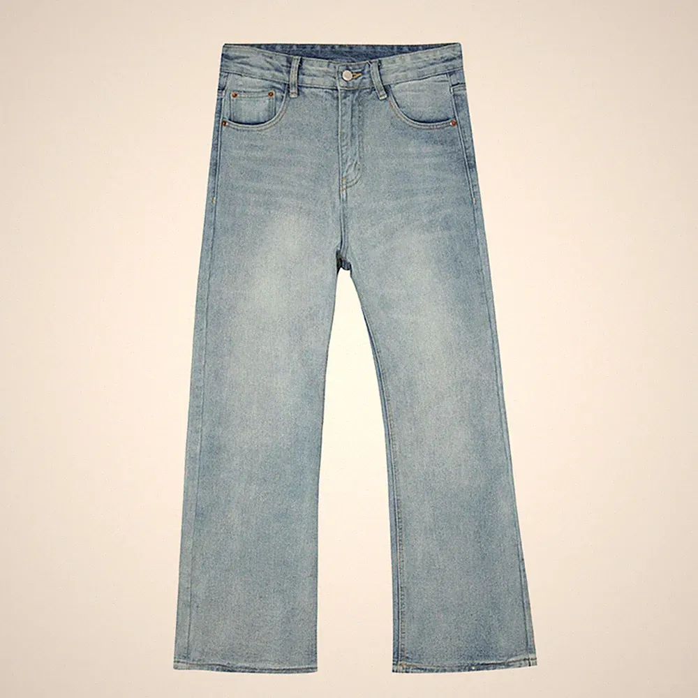 Herren Slim Ausgestellt Palazzo Hose Denim-Hose Bootcut Jeans Glocke Hippie Für