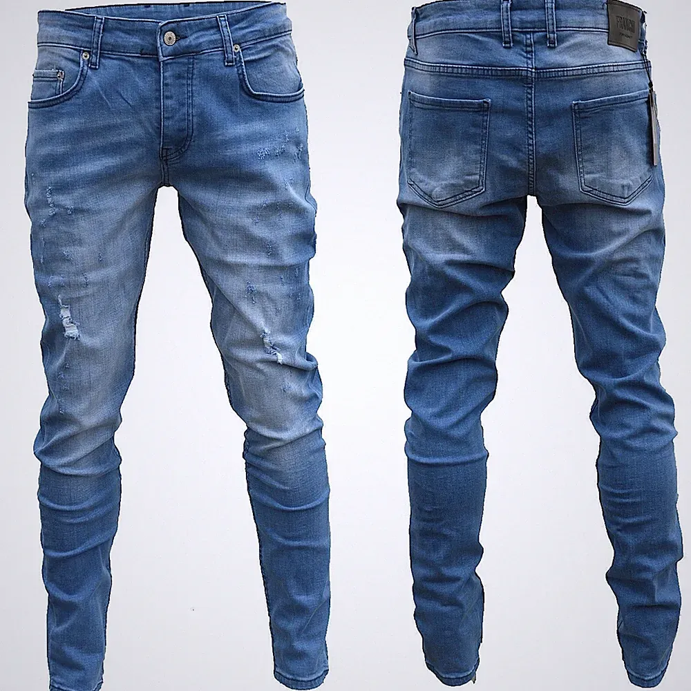 Herren Slim Fit Jeanshose Stretch Designer Hose Super Skinny Denim JEANS 37717
