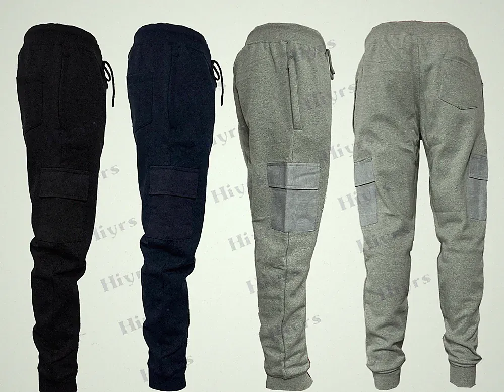 Herren Slim Fit Joggen Hose Cargo Combat Einfarbig Skinny Jogginganzug S, XL