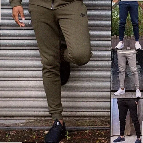Herren Slim Jogginghose Vlies Bündchen Trainingshose Track Jogginghose Hose
