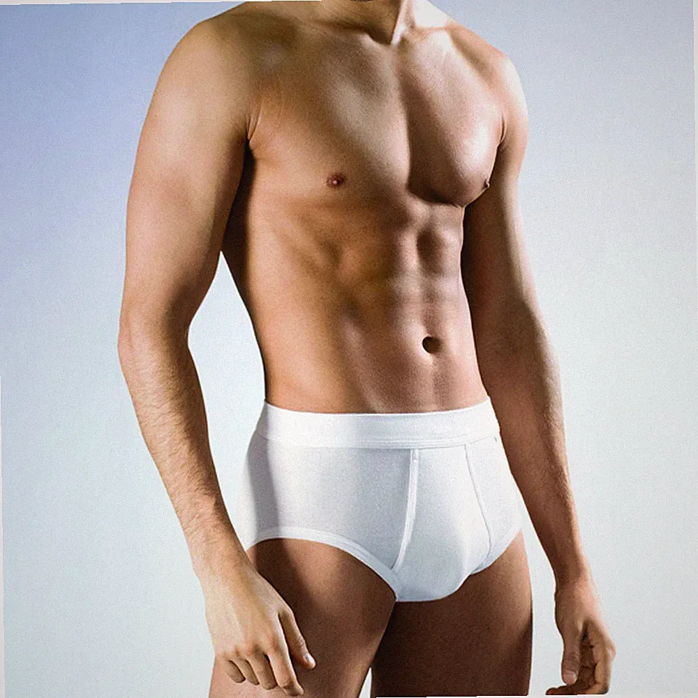 Herren Slip Unterhose mit Eingriff Feinripp Baumwolle Weiß, Größe 5-13 (S-6XL)