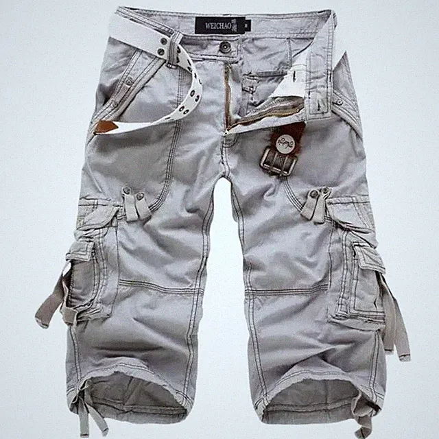 Herren Sommer Baumwolle Cargo Shorts Freizeit Gerade Passform Knielang Jogginghose