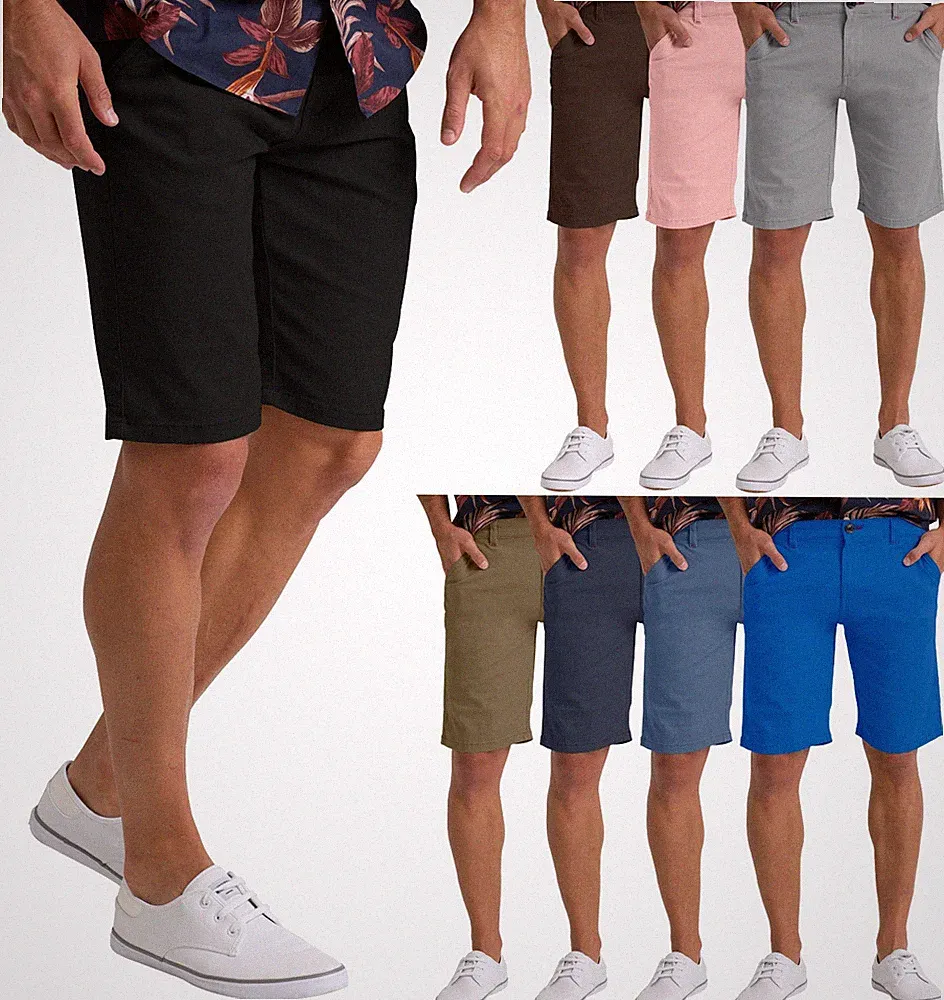 Herren Sommer Chino Shorts Schlanke Passform 9" Lässiges Golf Jogger Kurze Hose