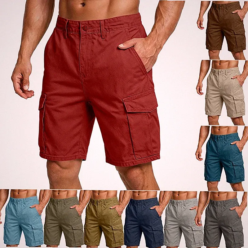 Herren Sommer Kurze Hose Bermuda Kurzhose Short Jogging Cargo Hose Einfarbig