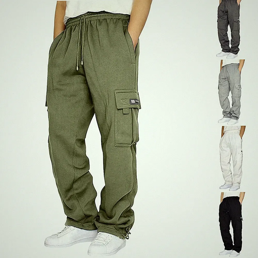 Herren Sport Cargo Jogginghose Loose Fit mit Gummibund Sweatpants
