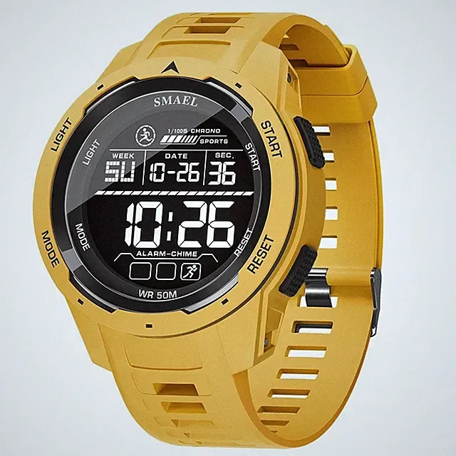 Herren Sport Digitaluhr LED Chronograph Alarm 3ATM Silikon Blau Display