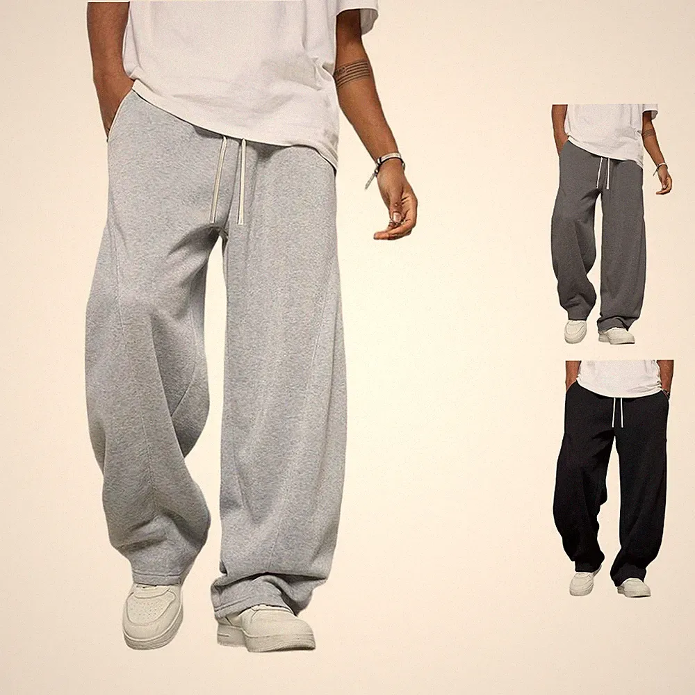 Herren Sport für freizeit Jogging Kordelzug Hose Lockere Passform Hohe Taille