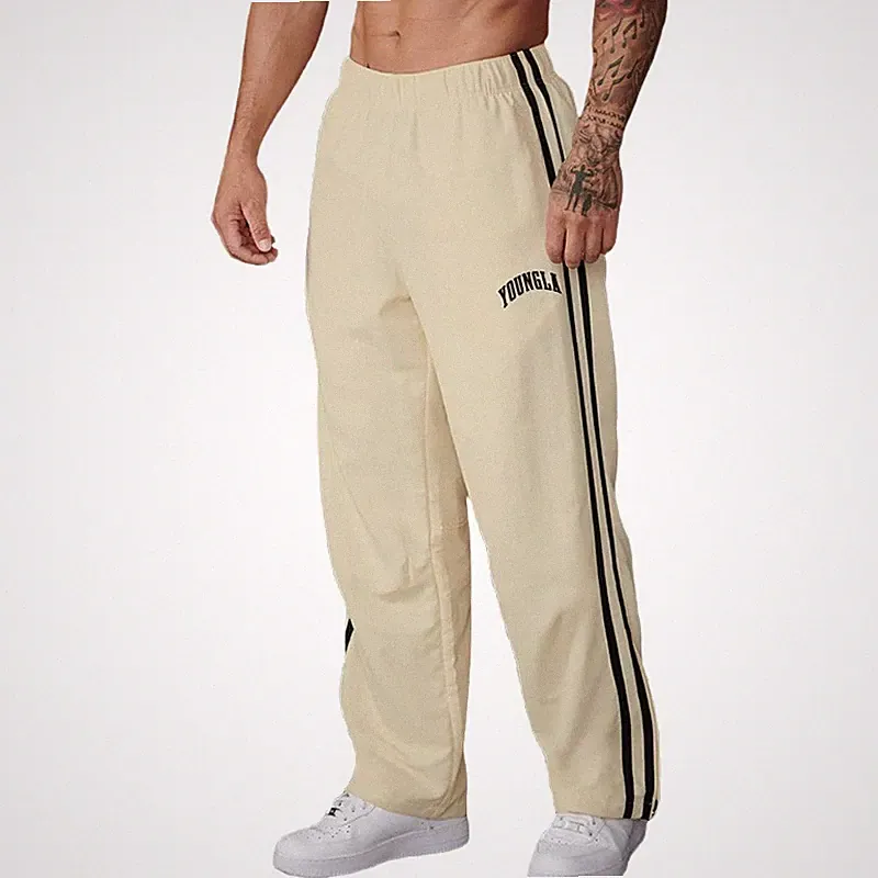 Herren Sport-Hose Jogging-Hose Trainingshose Lang Streifen Freizeithose S-2XL