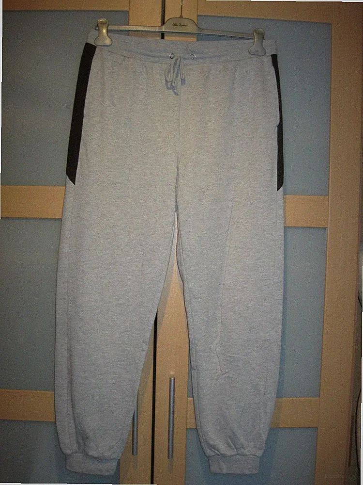 Herren Sport Jogging Hose, Gr. 56, Grau/Schwarz, Baumwolle/Polyester, "Babista"