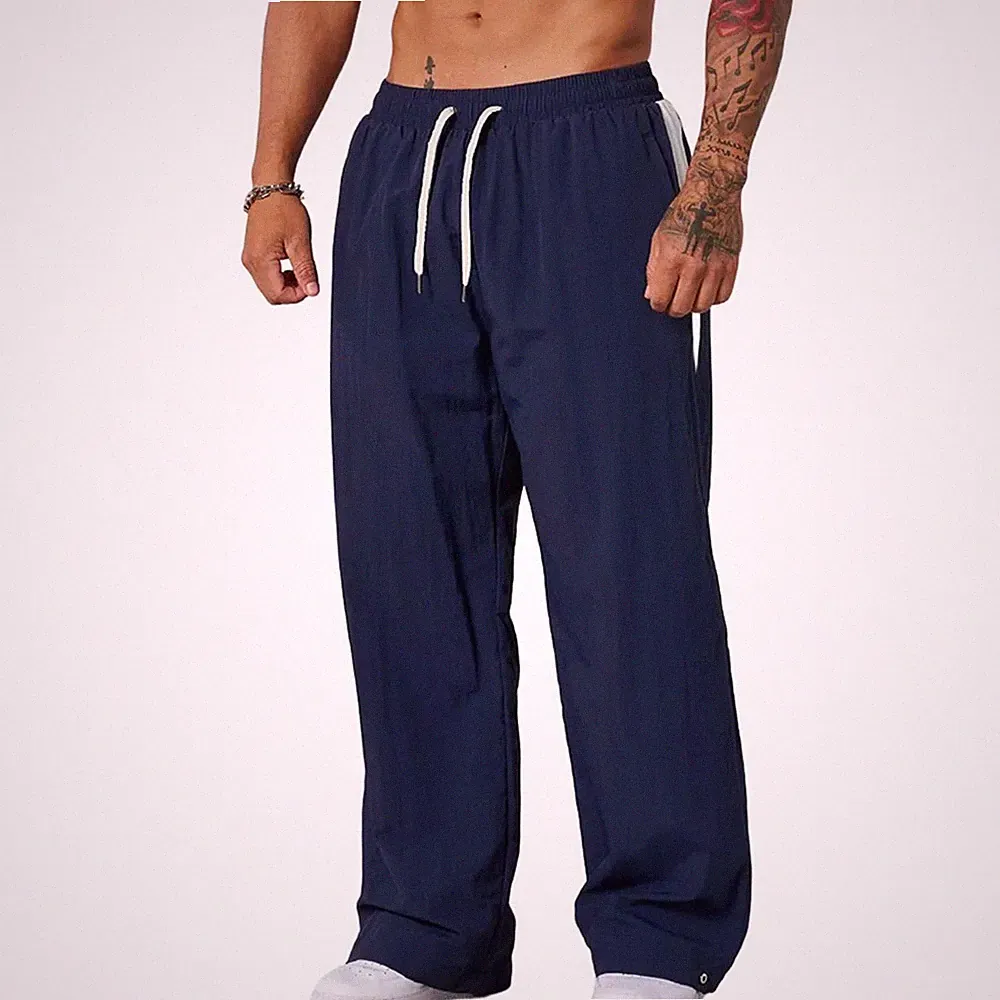 Herren Sport Jogginghose Locker Weites Bein Fitness Freizeit Hose für Outdoor E