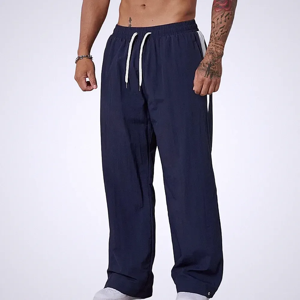 Herren Sport Jogginghose Locker Weites Bein Fitness Freizeit Hose für Outdoor E