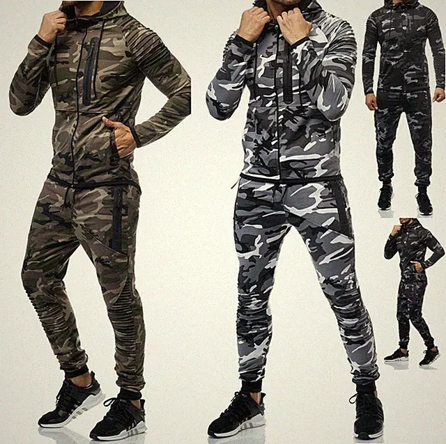Herren Sportanzug Camouflage Trainingsanzug Jogginghose Sweatshirt Pullover neu
