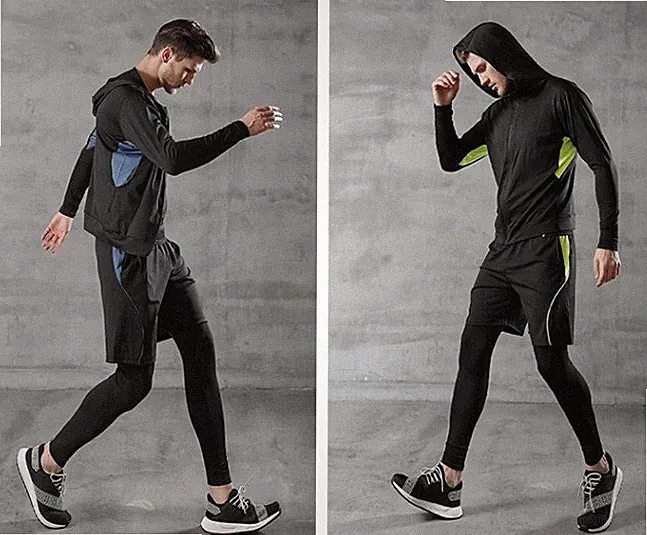 Herren Sportanzug Jogginganzug 5-Teiler Funktions Shirt kurzarm langarm Laufhose
