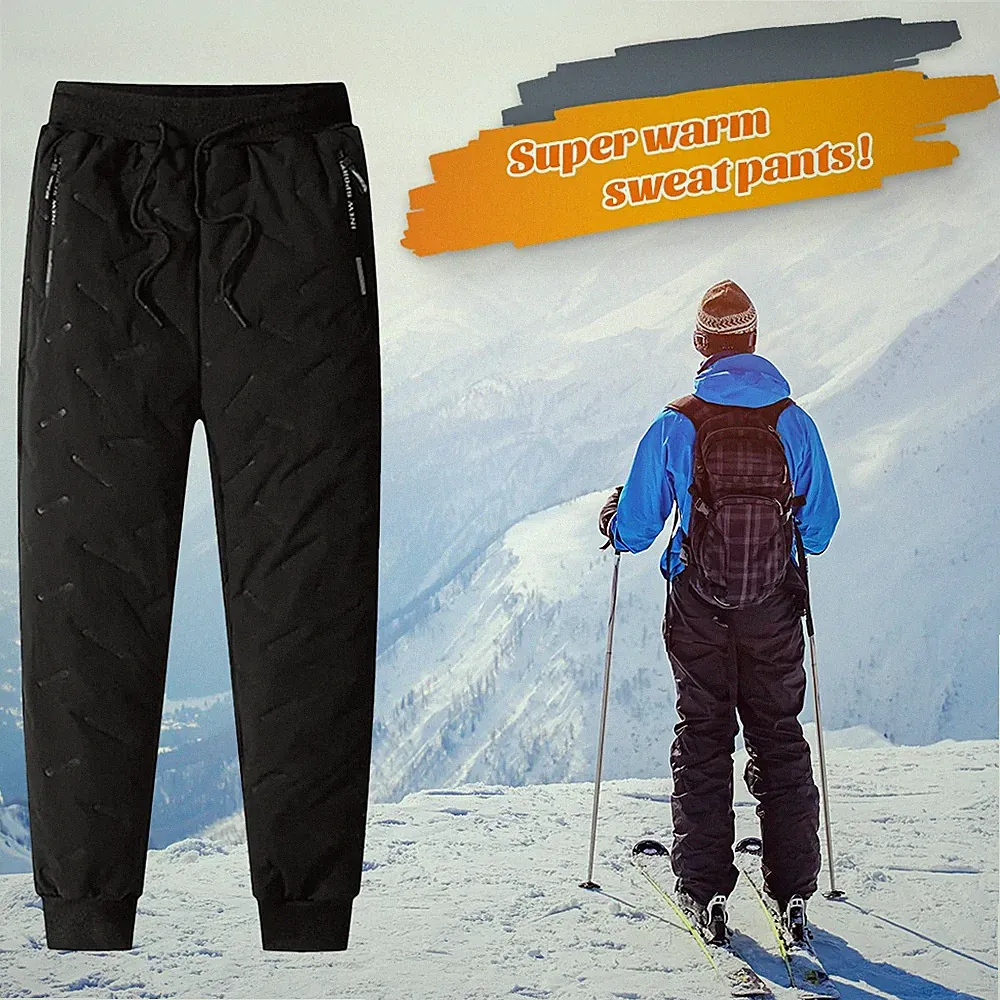 Herren Sporthose Fleece gefüttert Dicke Hose Casual Lose Warme Jogger Winter