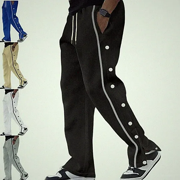 Herren Sporthose Jogginghose Knopfhose Reha-Hose mit Druckknöpfe Traningshose