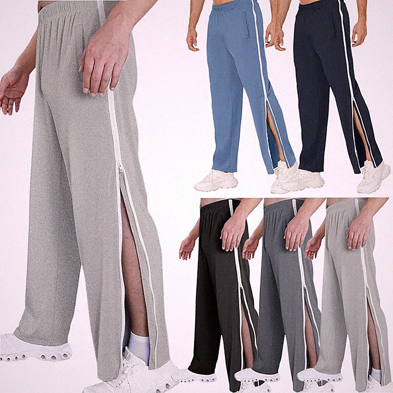 Herren Sporthose mit Reißverschluss lockere Jogginghose Trainingshose mit Tasche