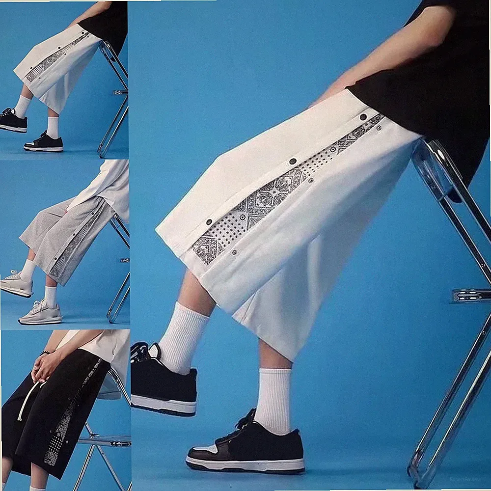 Herren Straight Cut Capri Hose Gummibund Kordelzug Jogginghose