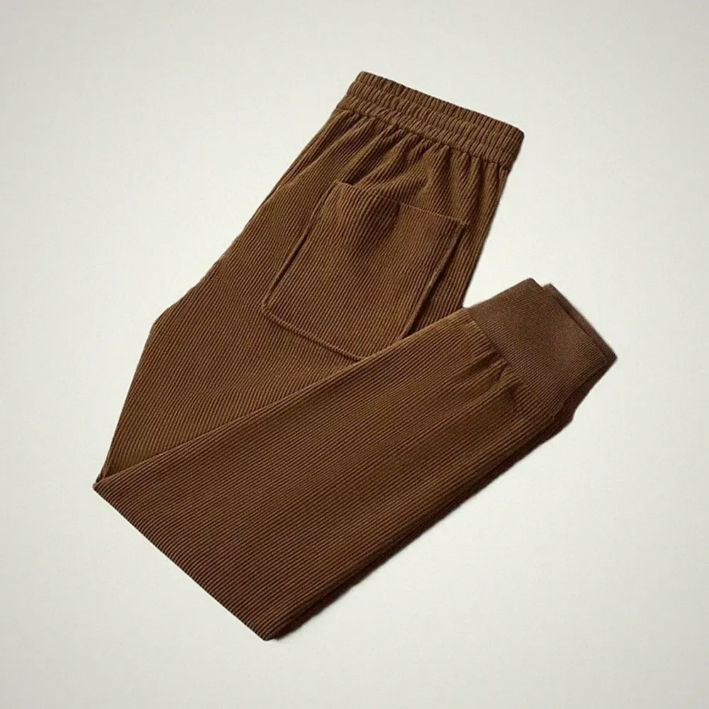 Herren Straight Cut Cord Jogginghose Fleece gefüttert Haremshose L 4XL
