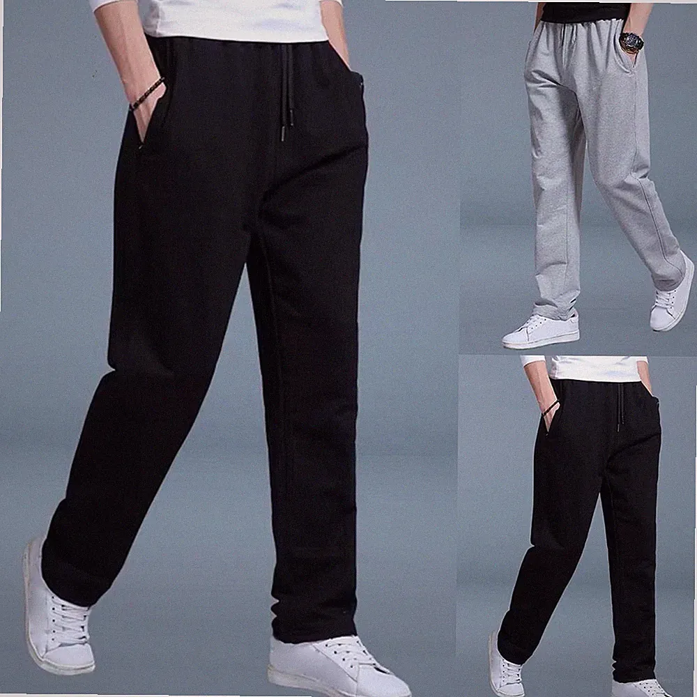 Herren Straight Cut Übergröße Jogginghose Sweatpants Loose Fit Gym Laufhose
