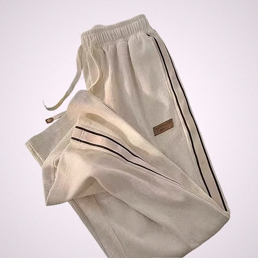 Herren Street Style gestreifte Jogginghose lockere Passform gerades Bein Freizei