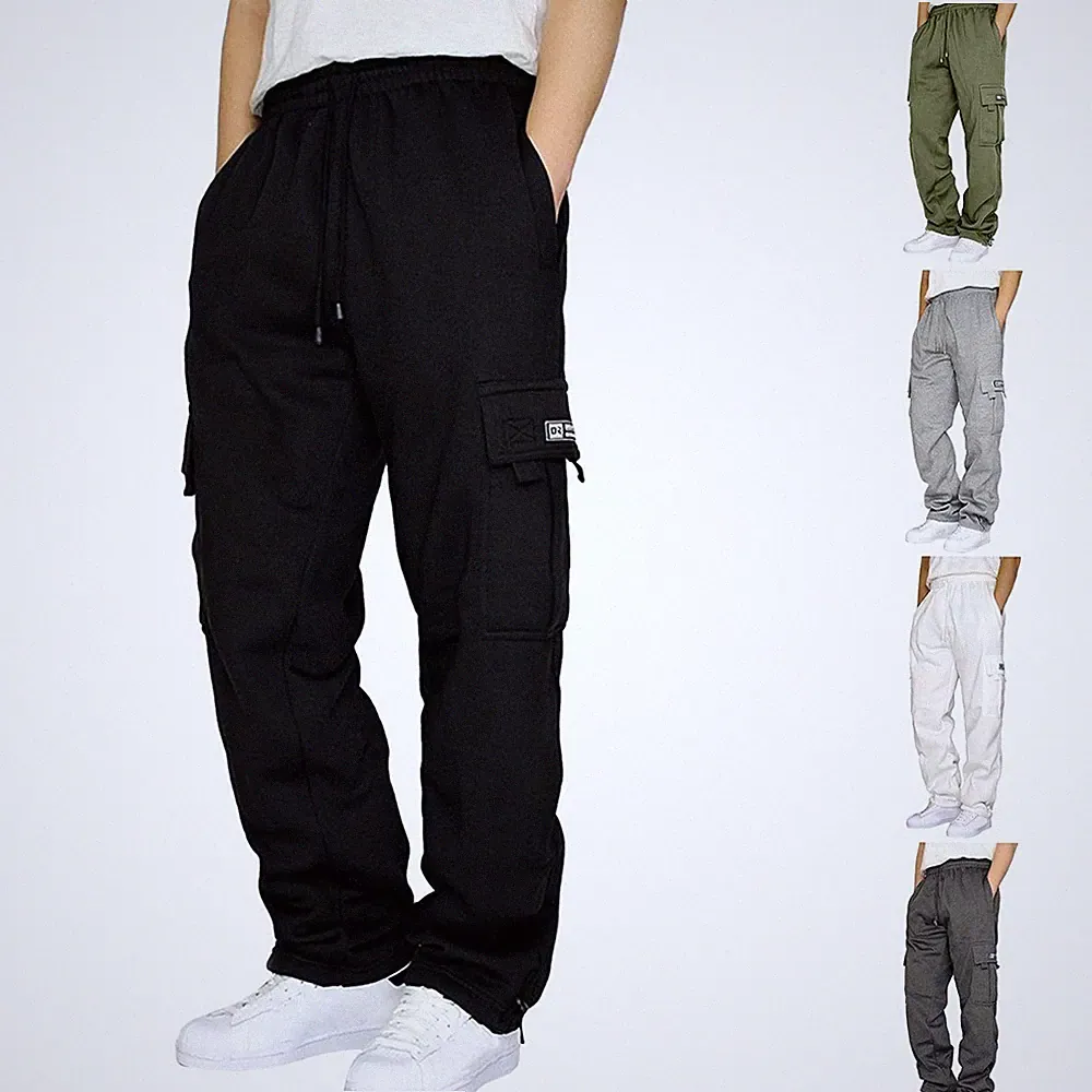 Herren Streetwear Cargohose Loose Fit Jogginghose mit Kordelzug und Seitentasche