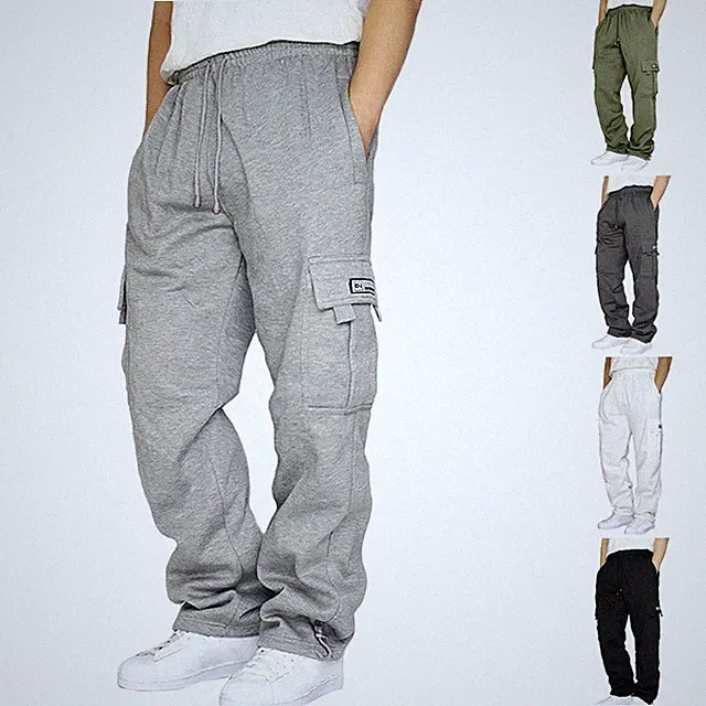 Herren Streetwear lose Cargo Jogginghose mit verstellbaren Kordelzugbeuteln