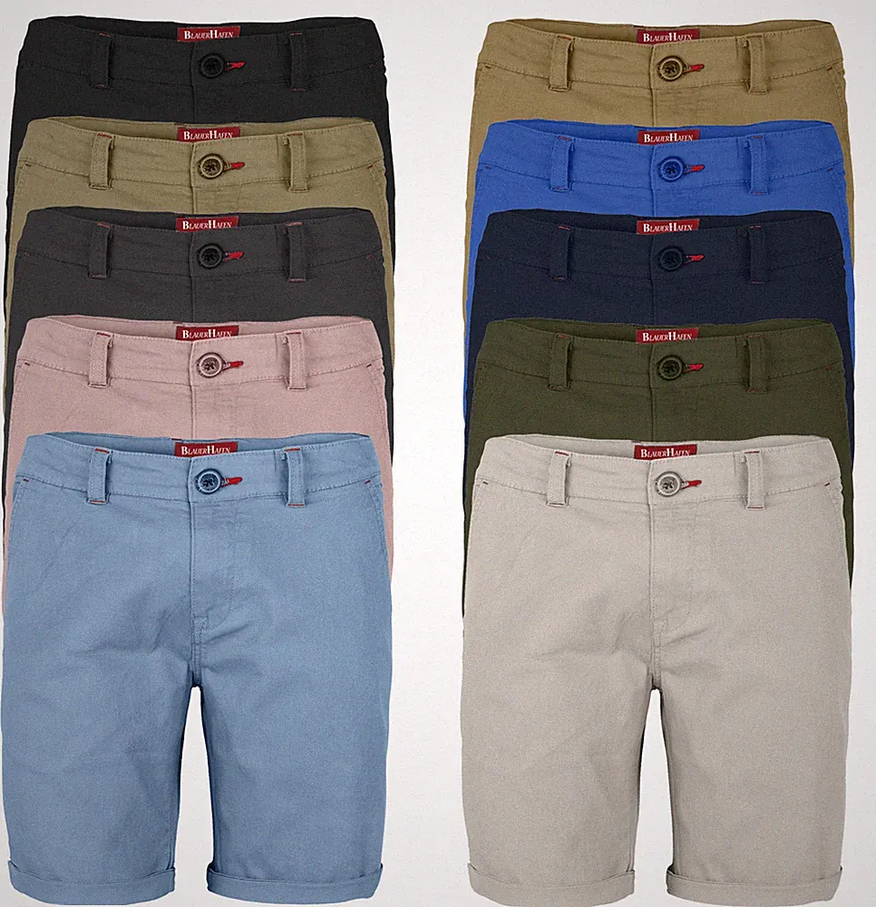 Herren Stretch Chino Shorts Slim Fit Bermuda Kurze Hose Strecken-Baumwolle