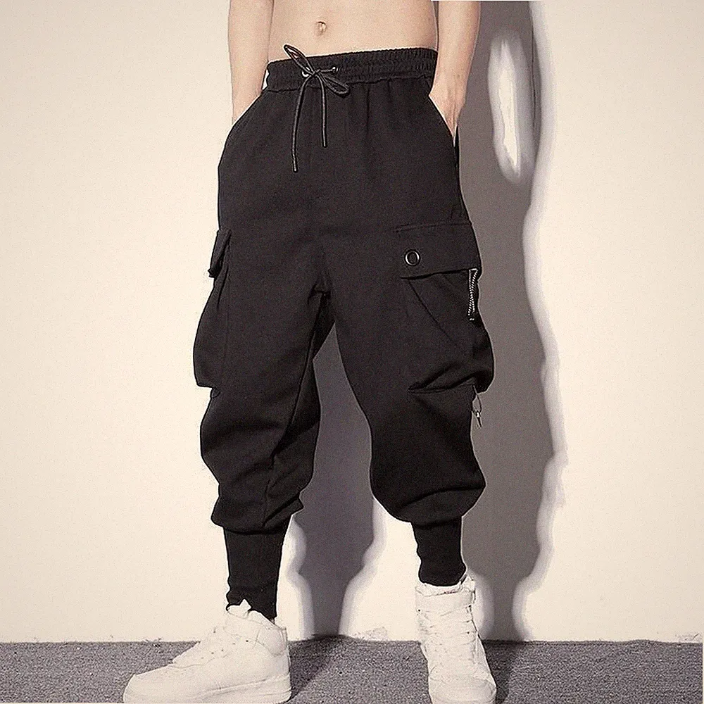 Herren Stylische Jogginghose Cargotaschen für Harem Fit Jogger Trainingshose