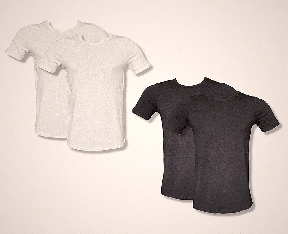 Herren T-Shirt Doppelpack Kurzarm Extra Slim Fit Schwarz Weiß Gr. M L XL 2XL