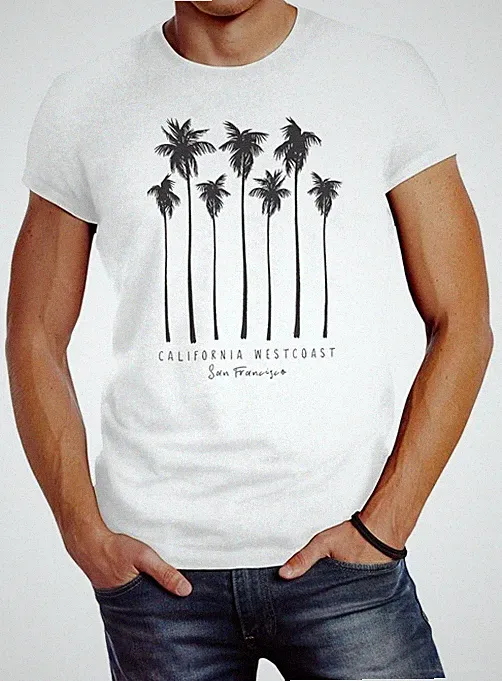 Herren T-Shirt Palmen California Westcoast Palms Summer Slim Fit Neverless®