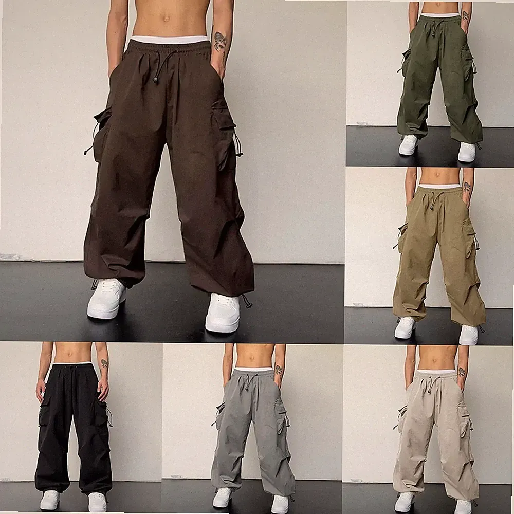 Herren Techwear Vintage Y2k Hip Hop weites Bein Baggy Jogginghose Freizeit Joggi