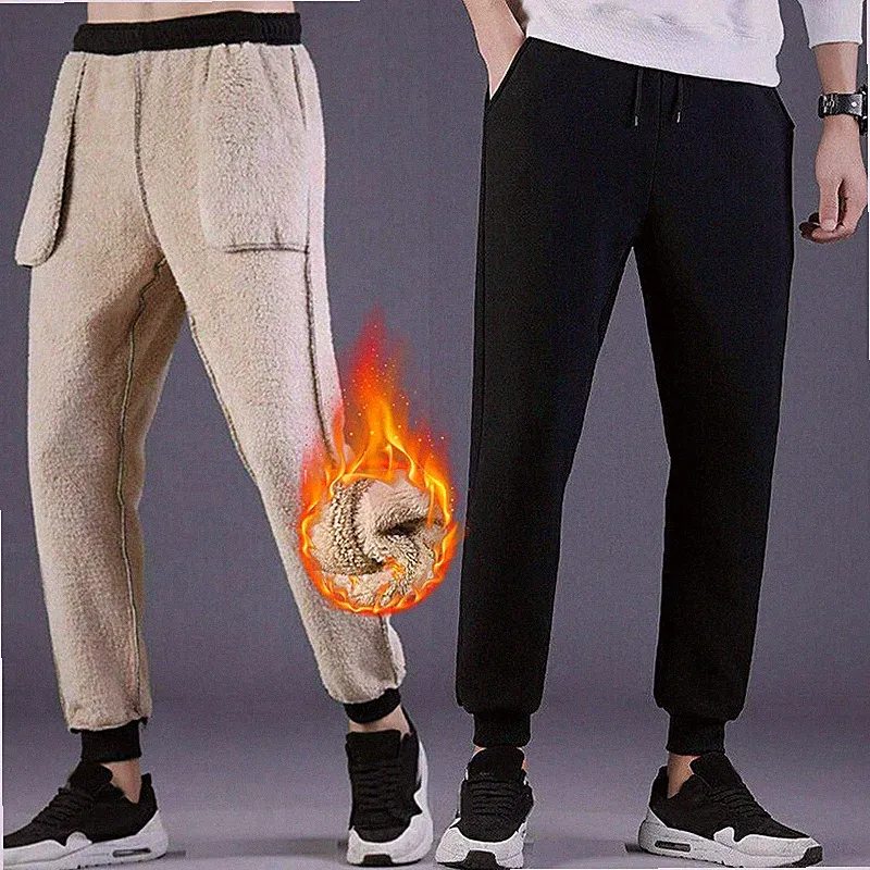 Herren Thermo Fleece Gefüttert Lang Hose Dick Warm Freizeit Jogginghose Winter