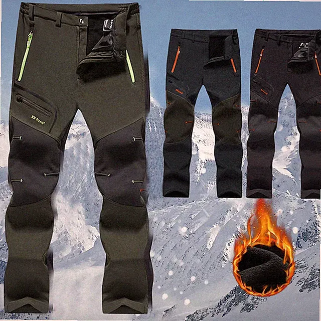 Herren Thermo-Fleece-Hose Winddicht Winter Outdoor Sport Wandern Warme Hose