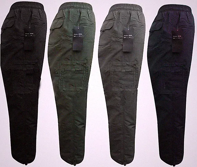 Herren Thermo Vlies gefüttert Winter Elastisch Cargo Arbeitshose Kampfhose