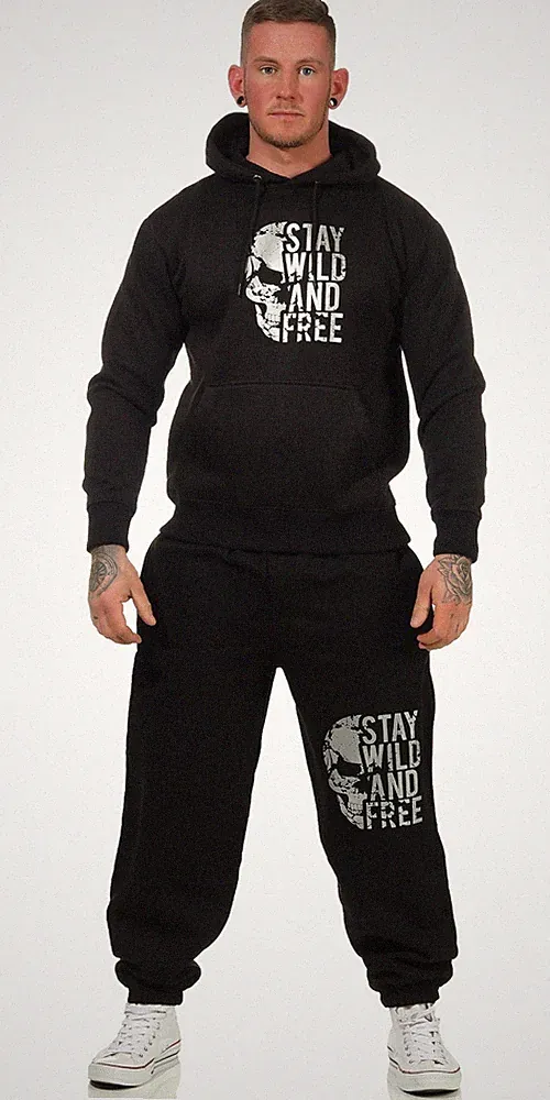 Herren Totenkopf Jogging Anzug Skull Hoodie Sweatshirt Hose Sportanzug S-4XL