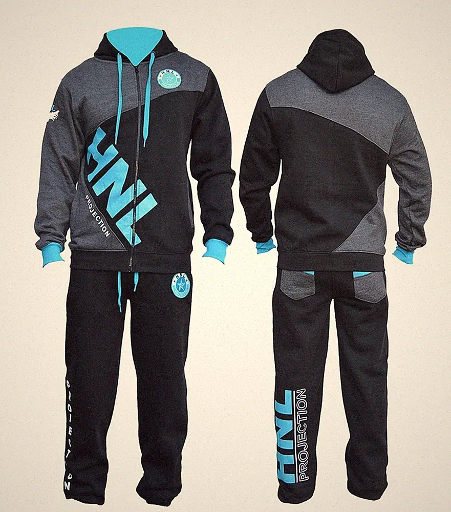 Herren Trainingsanzug Fleece mit Kapuze Joggen Hosen Jogginghose Bedruckt S