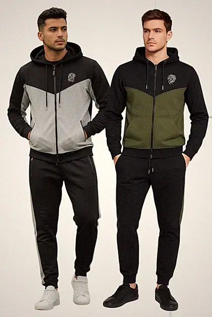 Herren Trainingsanzug Set Reißverschluss Fleece Hoodie Oberteil Hose Jogginghose Gym Jogging Joss 06