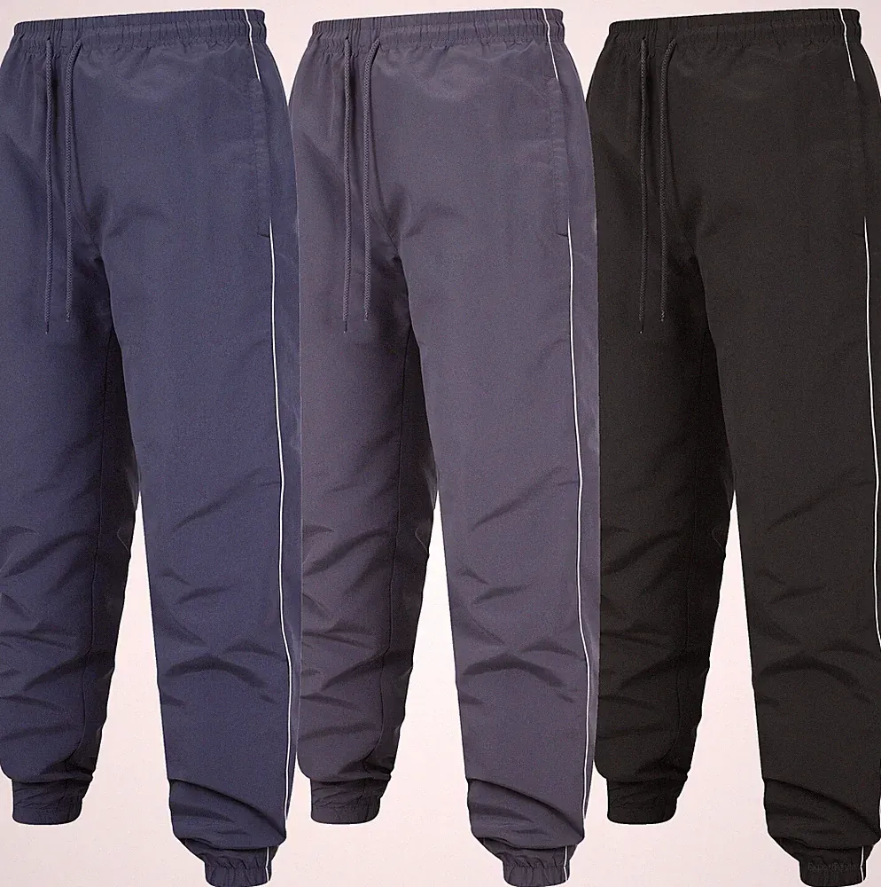 Herren Trainingsanzug Unterteil eingestreift Jogginghose Sport Fitnessstudio Reißverschluss Taschen S-2XL