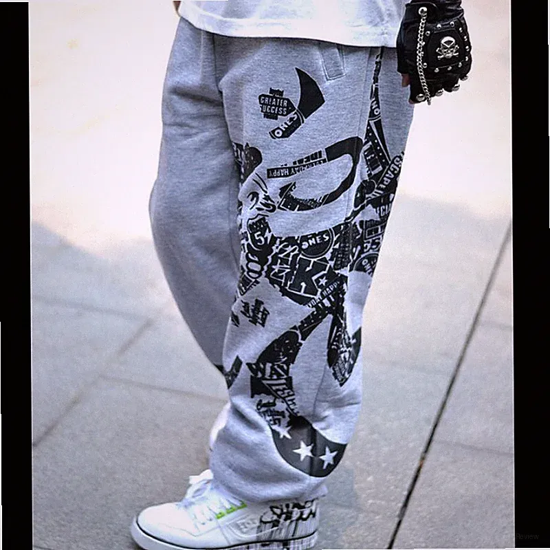 Herren Trendy Baggy Sport Hose - Hip Hop Freizeit lockere Straßen Jogginghose
