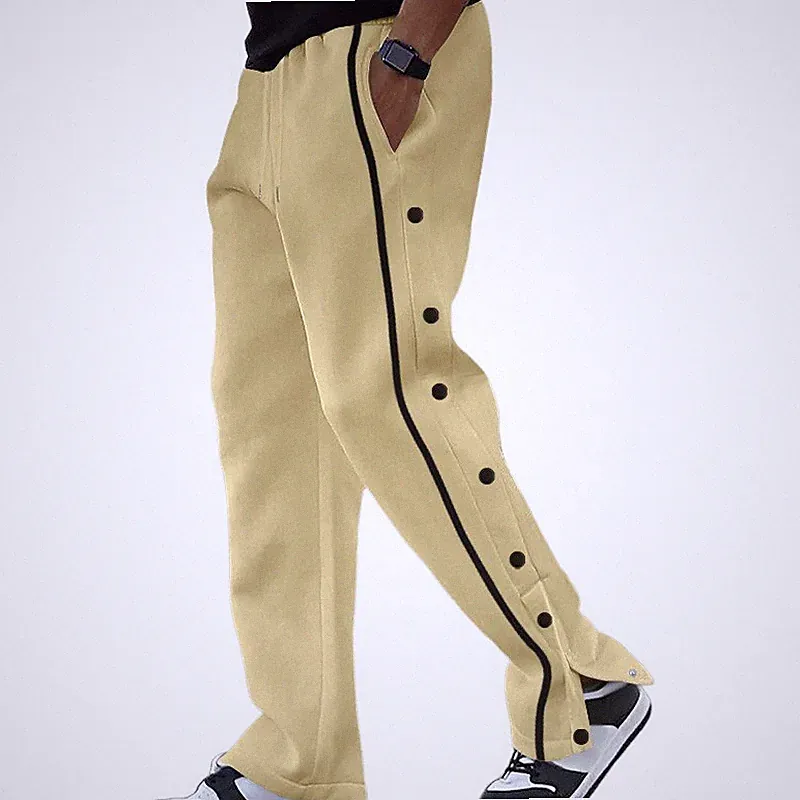 Herren Trendy Seitetasten laufhose Gerade hosen Mit Kordelzug Jogginghose Casual