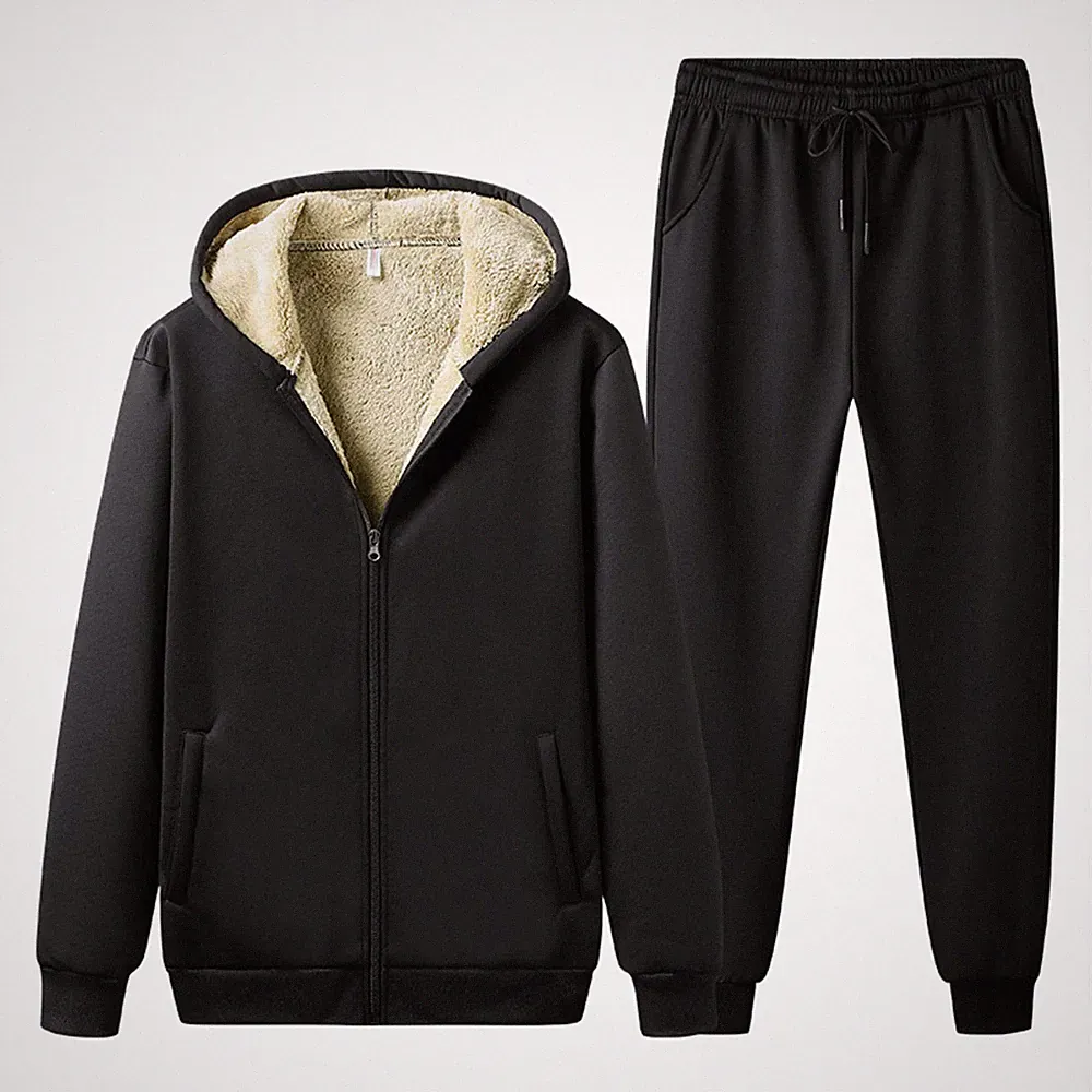 Herren Übergröße 2 Stück Winter Sherpa Fleece Trainingsanzug Jogginganzug Spo...