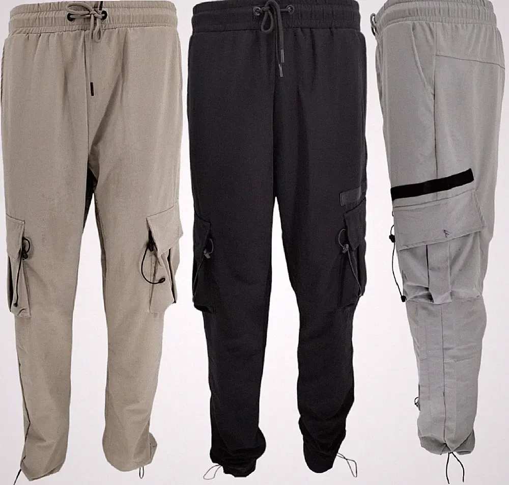 Herren Übergröße Hose Comfort Fit Jogger Cargo Gummizug Hose Unterteil S-XXL