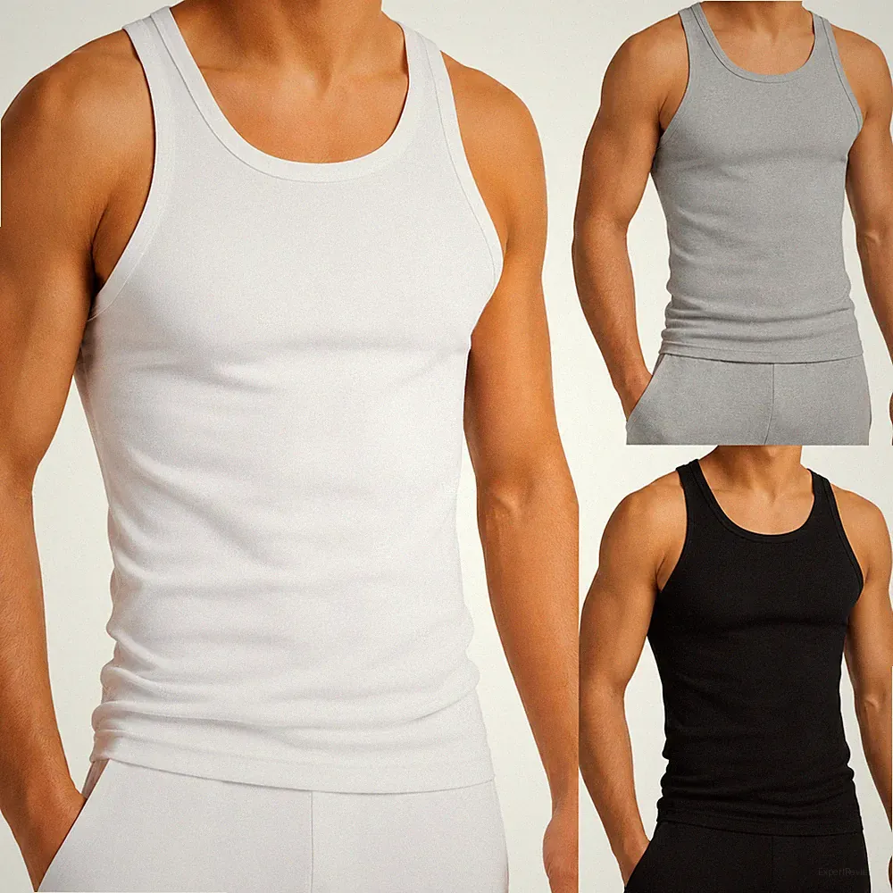 Herren Unterhemd Achselhemd Feinripp Baumwolle 4er Pack Weiß Schwarz Grau M-XXXL