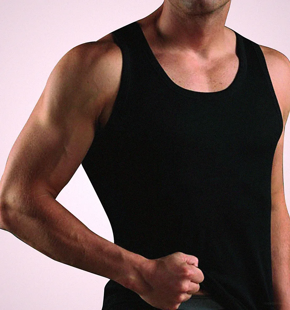 Herren Unterhemd Achselhemd Feinripp Baumwolle Schwarz, Größe 5-10 (S-3XL)