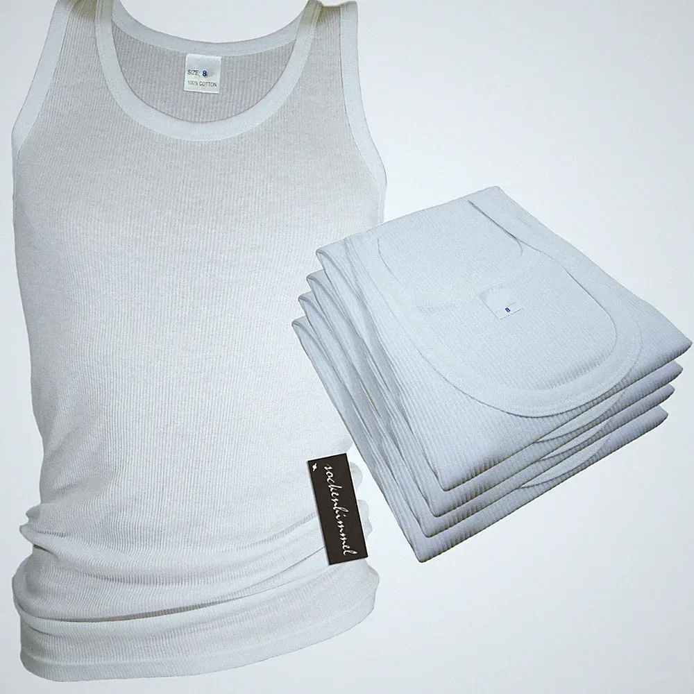 Herren Unterhemden DOPPELRIPP 4er Pack - weiß 100% Baumwolle Singlet Vest Hemd