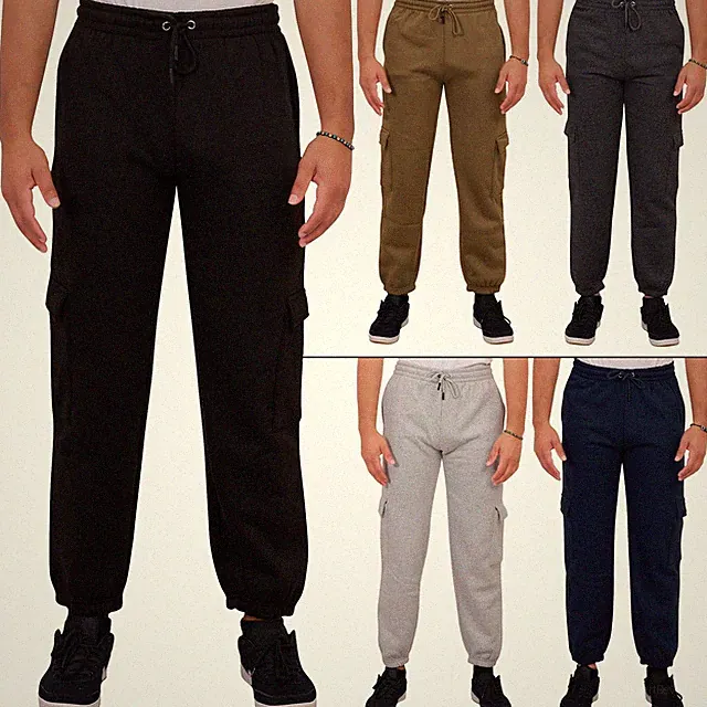 Herren Unterteil Freizeit Jogginghose Sweathose Fleece Cargo Combat Pocket Hose Jogging