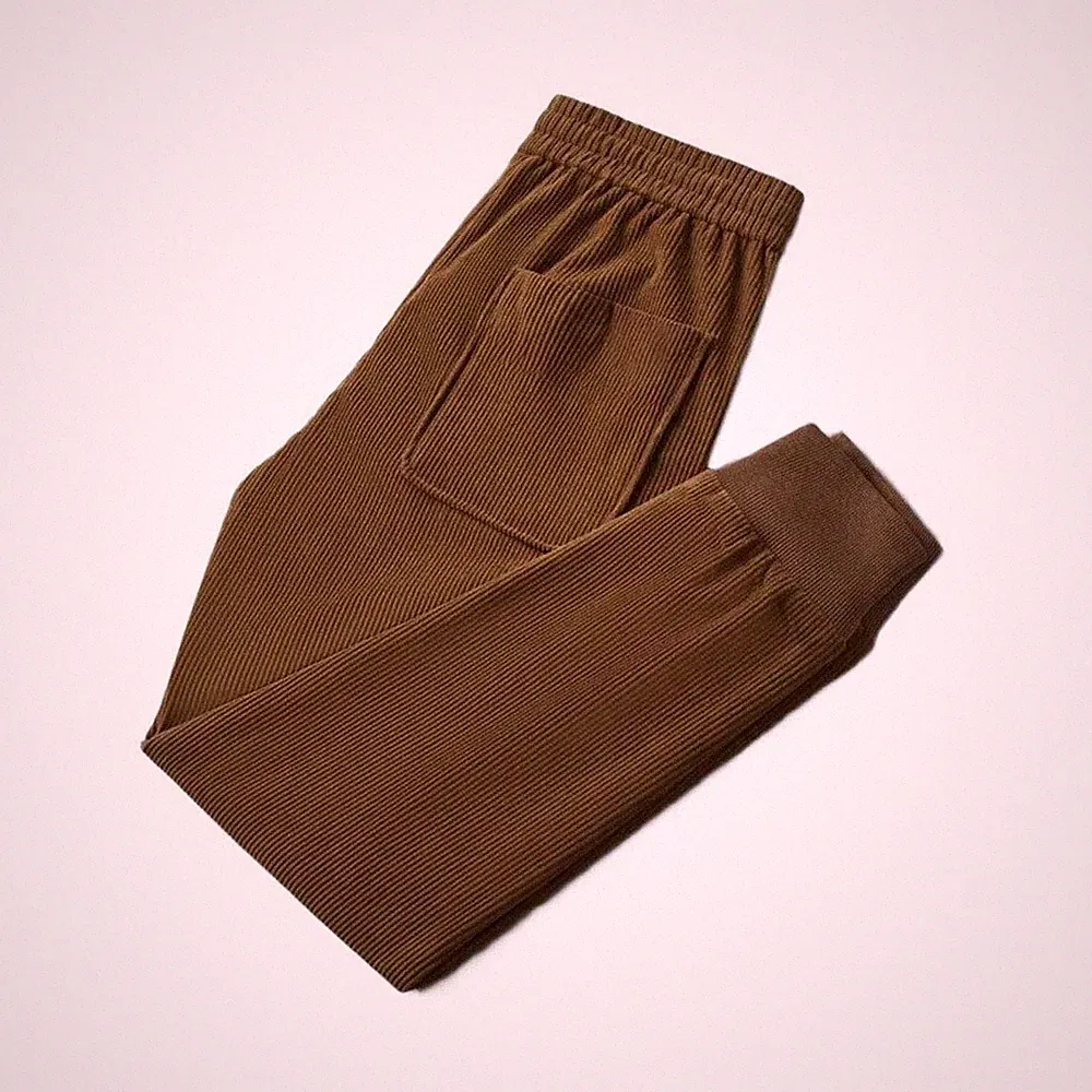 Herren Vier Jahreszeiten Cord Jogginghose Fleece gefüttert Haremshose L 4XL