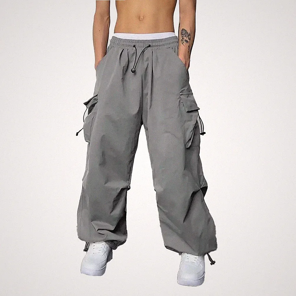 Herren Vintage Harajuku Jogginghose Oversized Weites Bein Jogger für freizeit