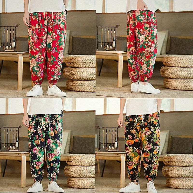 Herren Tapered Baggy Pants Gummibund Jogginghose Pumphose Vintage