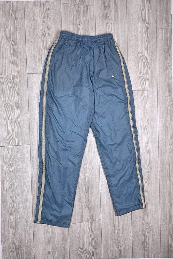 Herren Vintage Nike Nylon Trainingshose Jogginghose Dunkeltürkis Blau Größe M